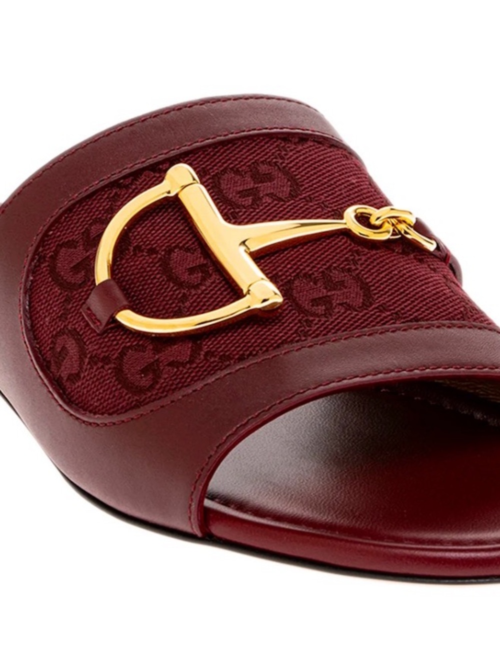 Gucci Burgundy GG Canvas Slide with Gold Horsebit
